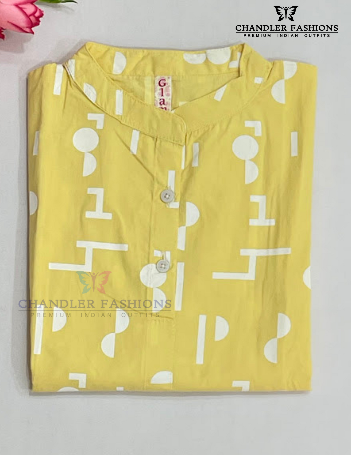 Exquisite Yellow Color Cotton Kurti With Printed Work For Girls