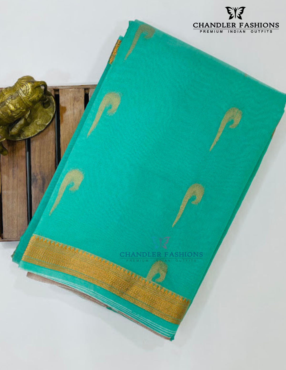 Stunning Green Color Cotton Saree With Zari Work Near Me