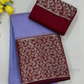 Beautiful Lavender Color Pure Kanchi Silk Floral Motifs With Maroon Color Border And Silver Zari Work Saree For Women - SILKMARK CERTIFIED