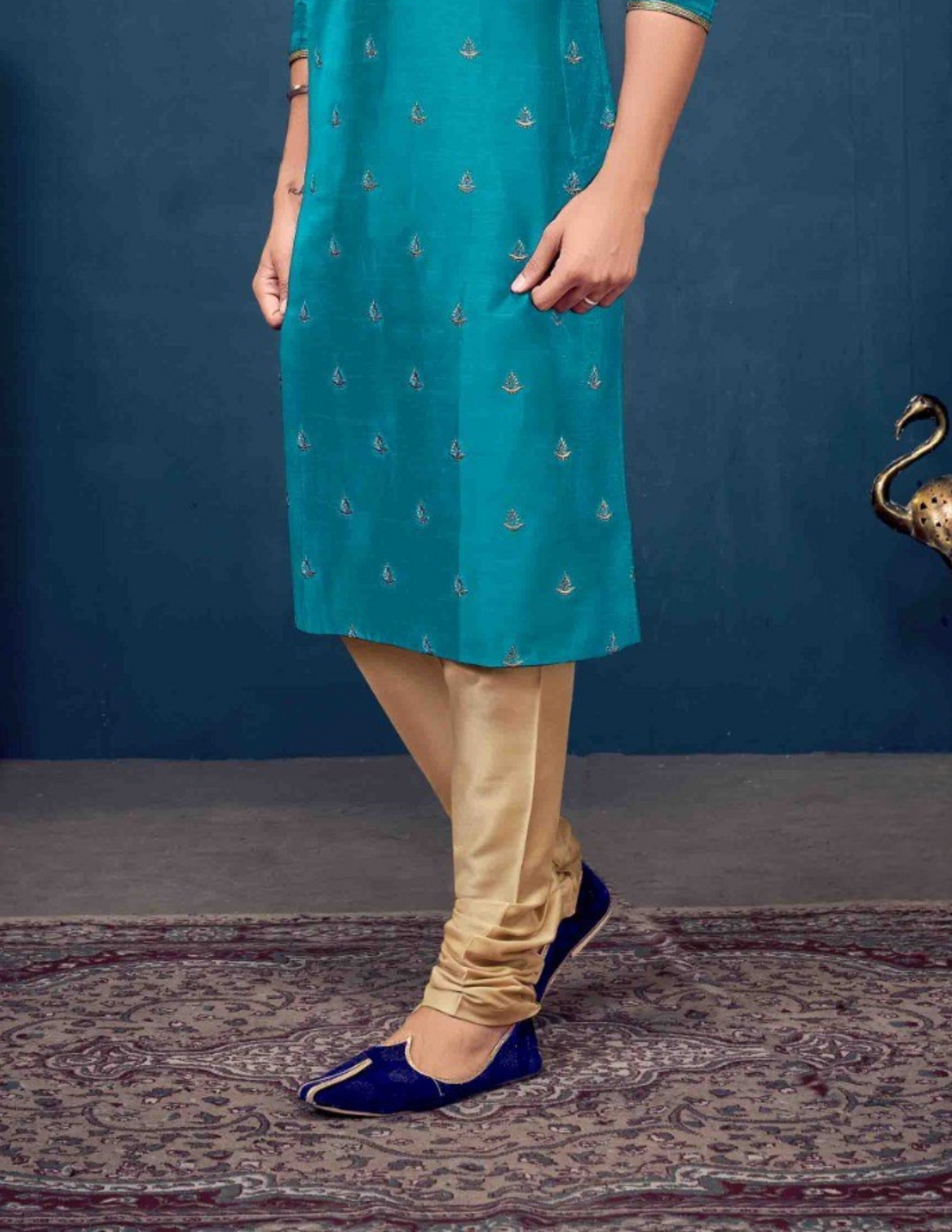 Slub Silk Embroidery Work Kurta Pajama Set in Chandler
