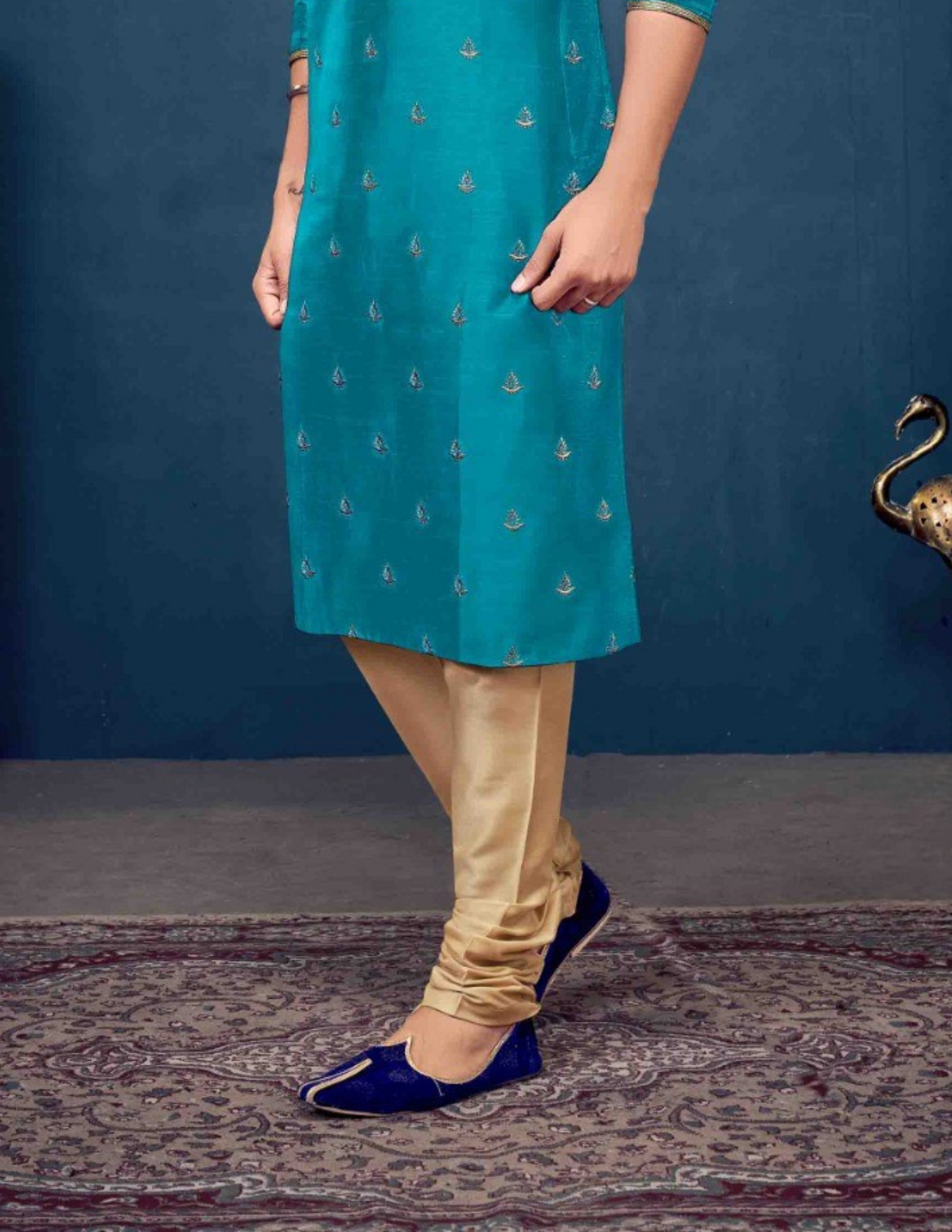  Slub Silk Embroidery Work Kurta Pajama Set in Chandler