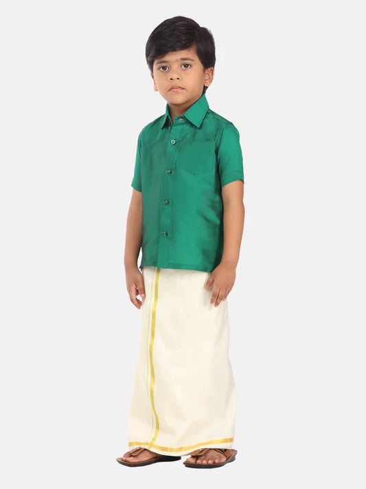 Beautiful Green Color Dhoti Sets For Kids