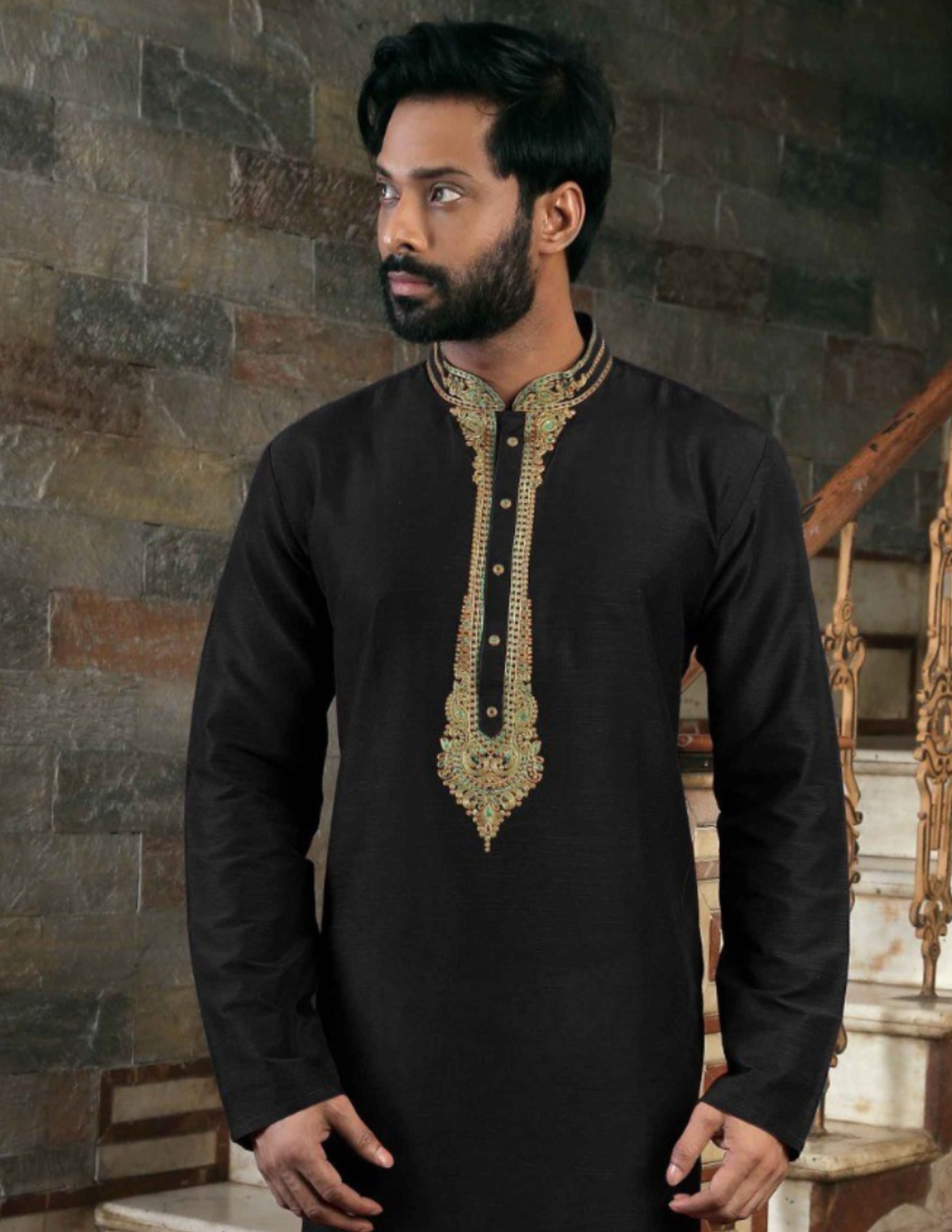 Embroidery Work Slub Silk Kurta With Pajama Set Near Me