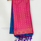 Beautiful Blue Color Gold Zari Work Soft Silk Saree With Pink Color Pallu For Women Near Me