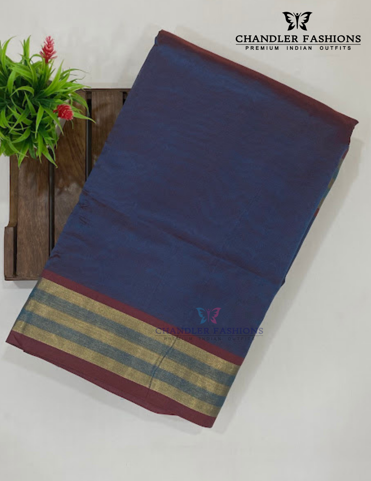 Blue Color Silk Cotton Saree With Zari Work For Women Near Me