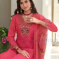 Attractive Pink Color Embroidery Salwar Suits in Chanler
