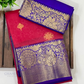 Red Color Pure Kanchi Silk With Gold Zari Work Saree In USA