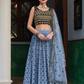 Beautiful Blue Colored Party Wear Lehenga Choli With Heavy Net Dupatta For Women