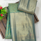 Sea Green Color Pure Kanchi Silk With Gold Zari Work Saree In USA