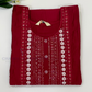 Elegant Dark Red Color Cotton With Embroidery Sequins Work Kurti For Women Near Me
