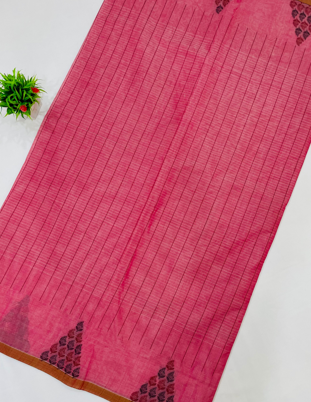 Stunning Pink Color Cotton Saree In USA