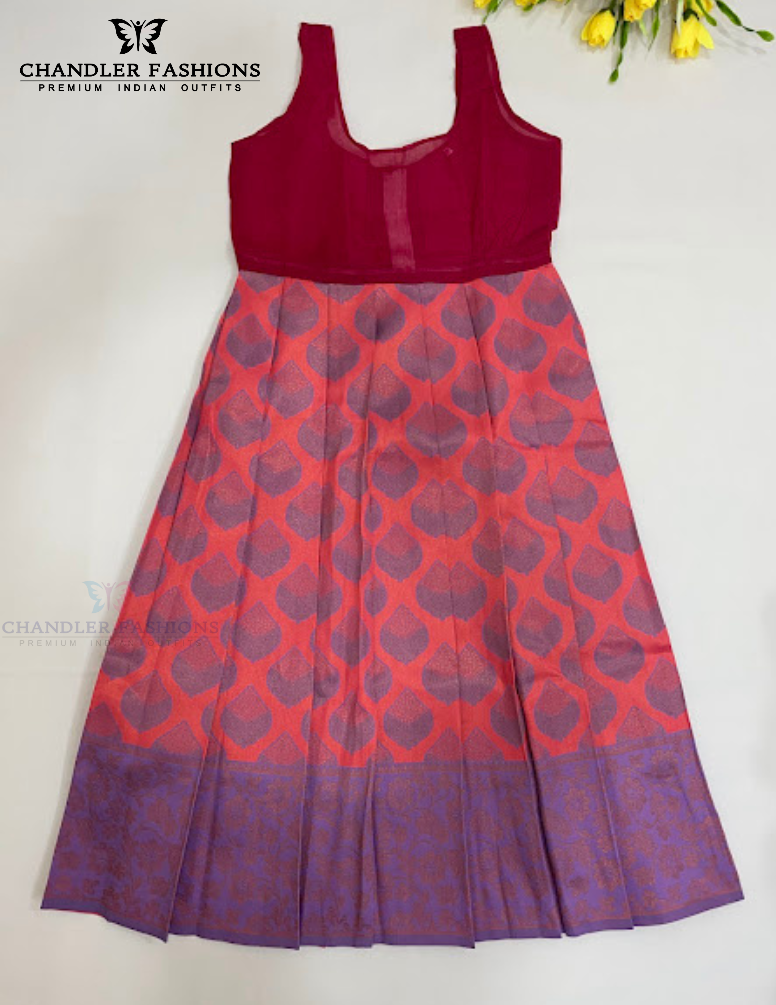 Pink Color Silk Langa Sets With Stone Work In Teme