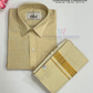 Pretty Sandal Color Cotton Shirt With Tissue Zari Work Dhoti Set For Kids Near Me