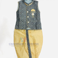 Attractive Blue Color Silk Cotton Sherwani Suit With Brooch Pin For Boys