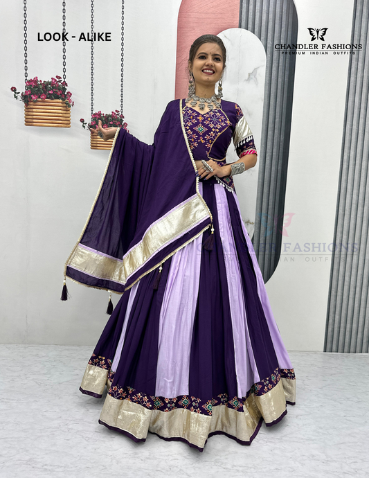 Alluring Purple Colored Ribbon Work Chaniya Choli Sets For Women