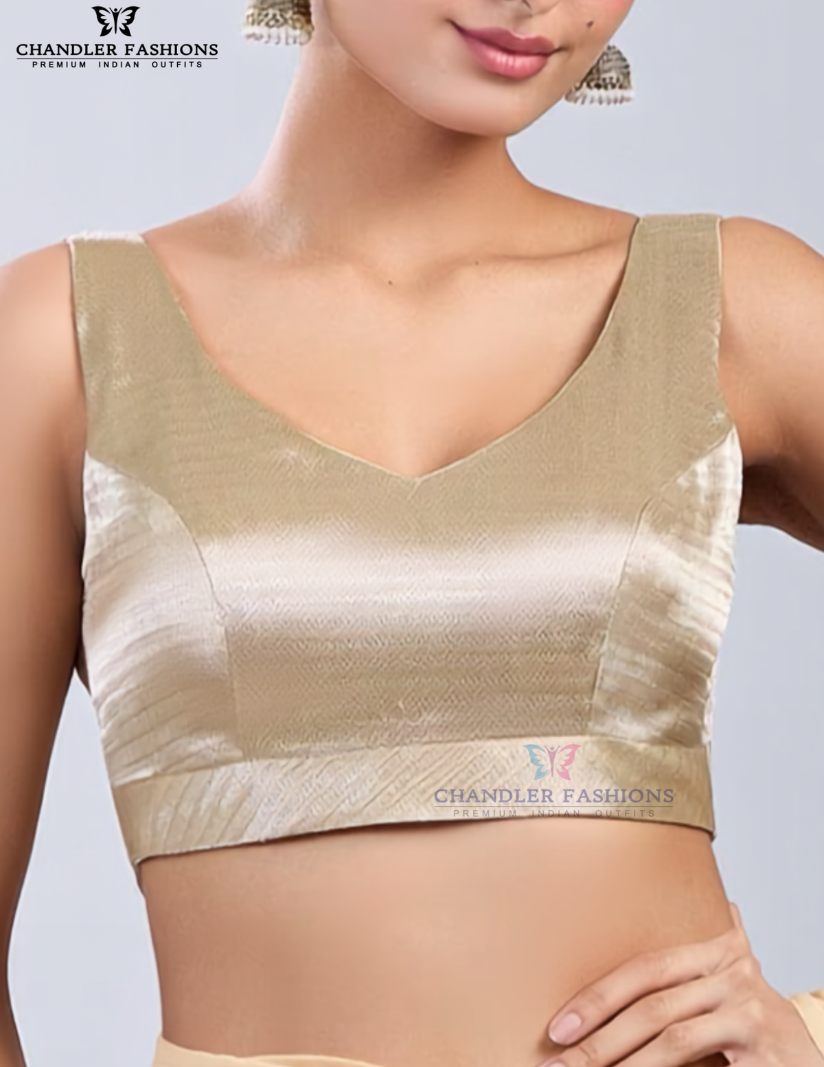 Elagant Silver Color Silk Readymade Blouse For Women