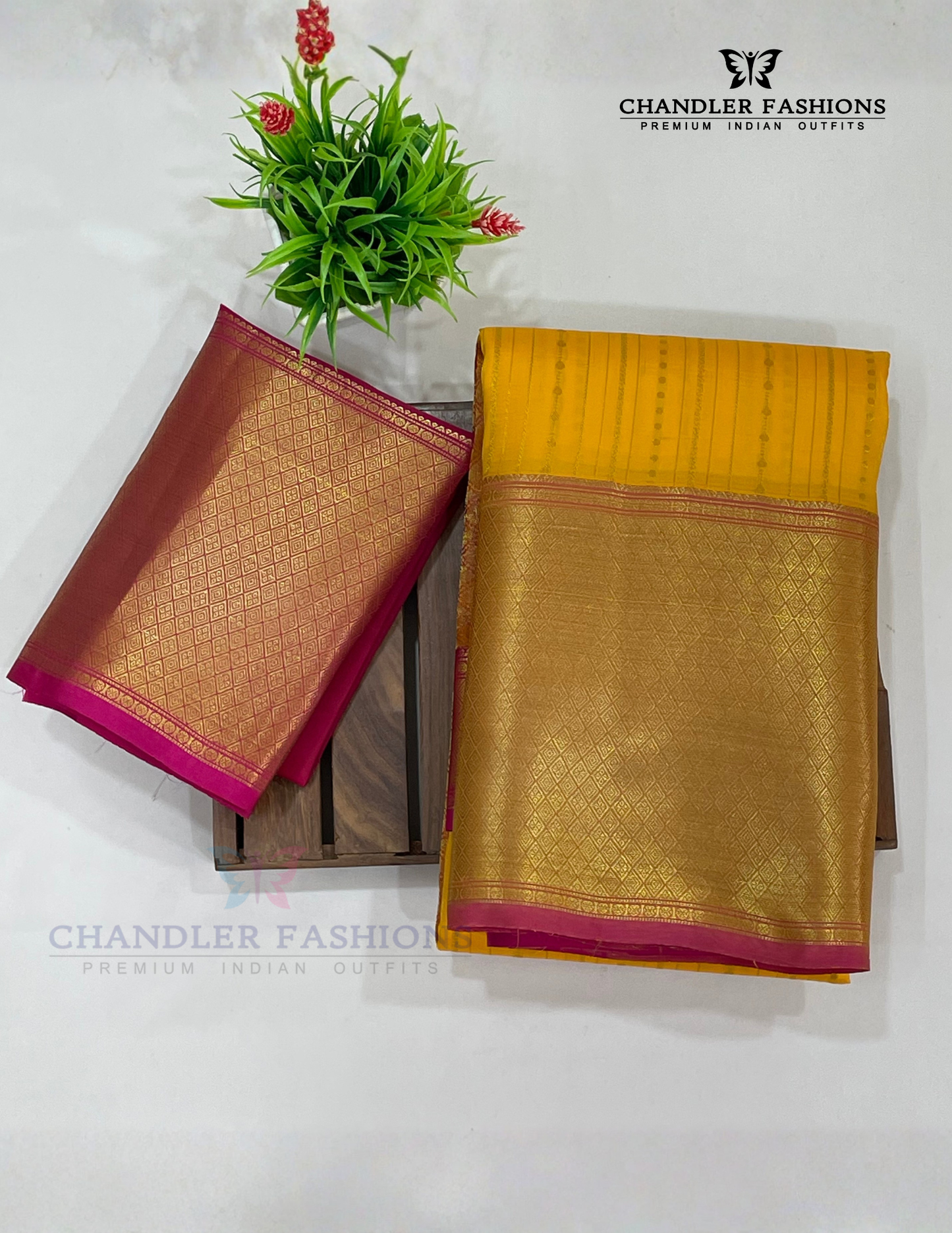 Wonderful Yellow Color Pure Kanchi Silk With Gold Zari Work Saree In Tempe