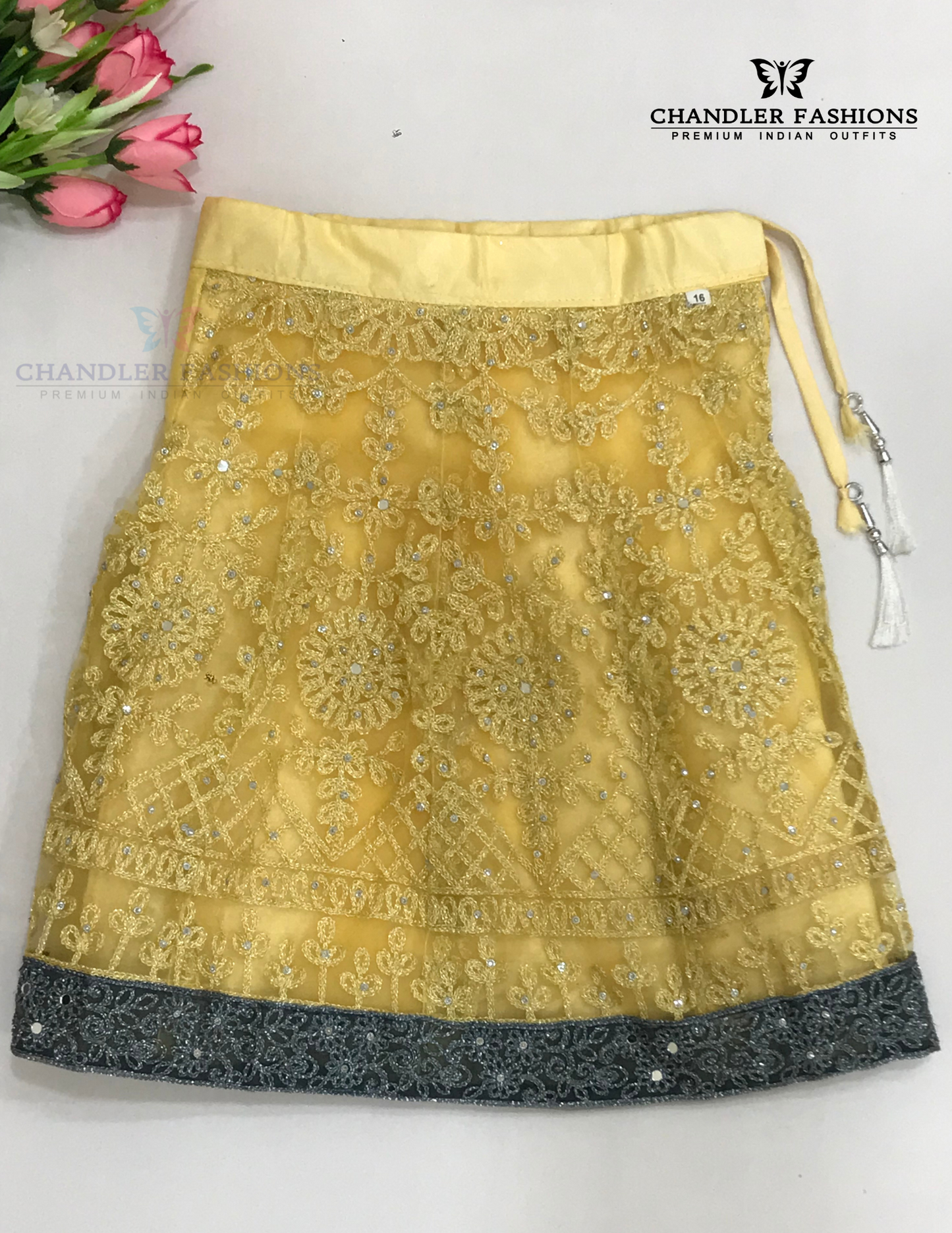 Gray Color Girls Choli Set With Embroidery And Sequins Work In USA