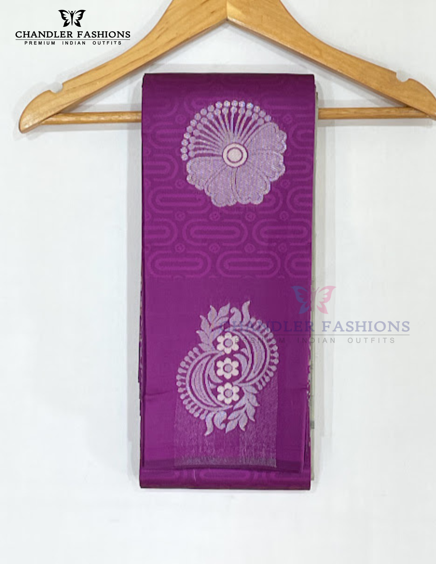 Exquisite Purple Color Art Silk Saree With Silver Zari Work Near Me