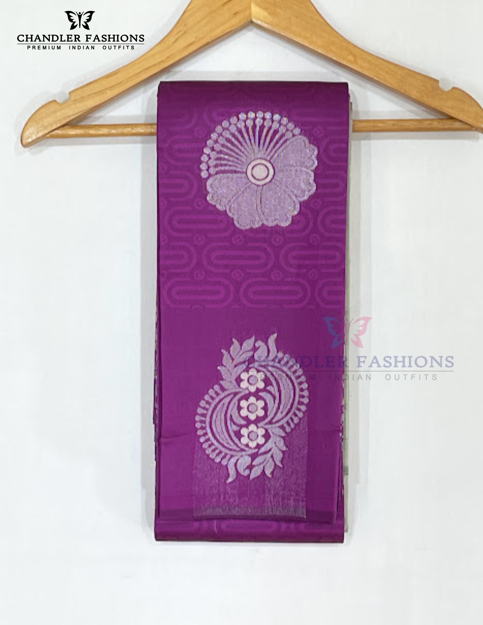 Exquisite Purple Color Art Silk Saree With Silver Zari Work Near Me