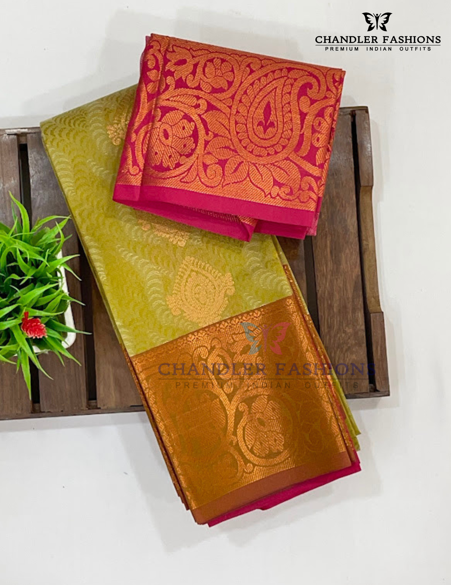 Green Color Art Silk Saree With Pink Color Border In Chandler