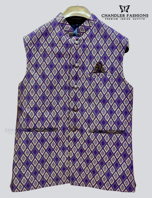 Gorgeous Purple Color Rayon Designer Men's Jacket