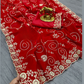 Stunning Red Color Georgette With Embroidered Work Saree For Women