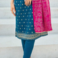 Glamorous Teal Blue Color Kurti With Foil Print And Dupatta In Tempe