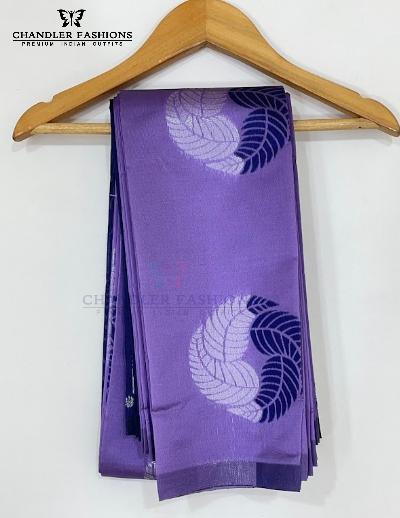 Purple Color Leaf Motifs Pure Kanchi Silk Saree In USA