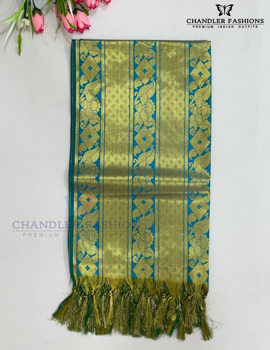 Beautiful Green Color Art Silk With Designer Zari Work (Ponnadai) For Guest