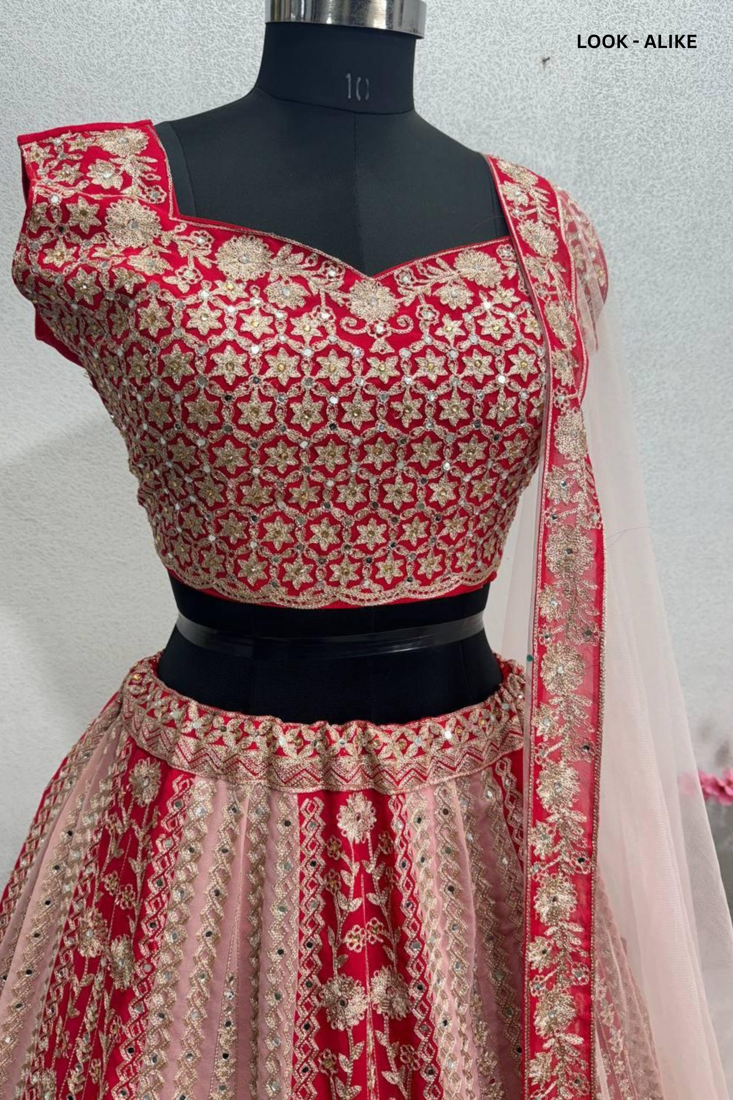 Alluring Red Colored Heavy Embroidery And Mirror Hand Work Lehengas In Near Me