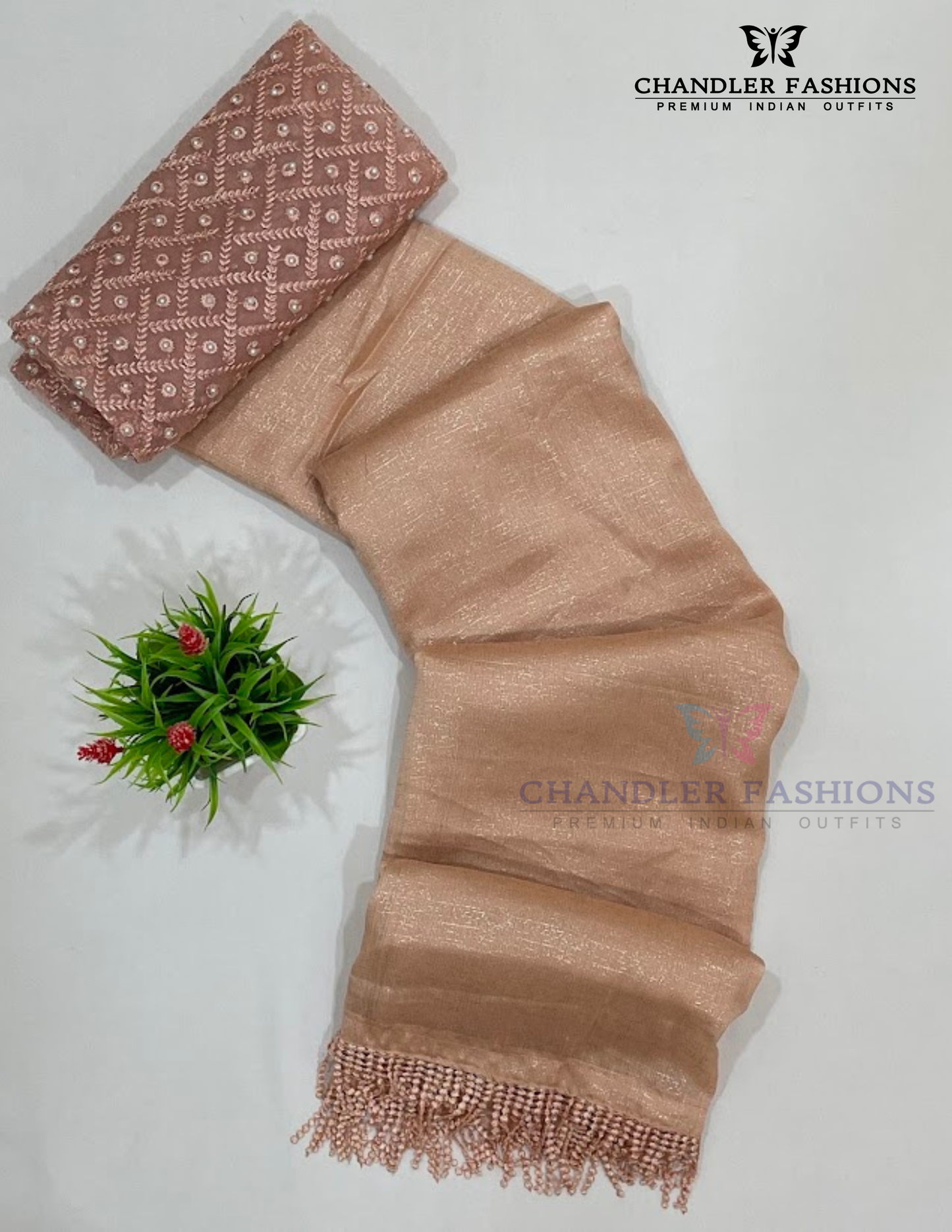 Attractive Peach Color Chiffon Saree For Women In USA