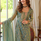 Alluring Teal Green Color Shimmer With Embroidery Work Palazzo Suits For Women