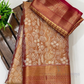 Copper Color Pure Kanchi Silk With Gold Zari Work Saree In USA