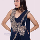 Navy Blue Color Heavy Rangoli With Embroidery Work Ready To Wear Saree In USA