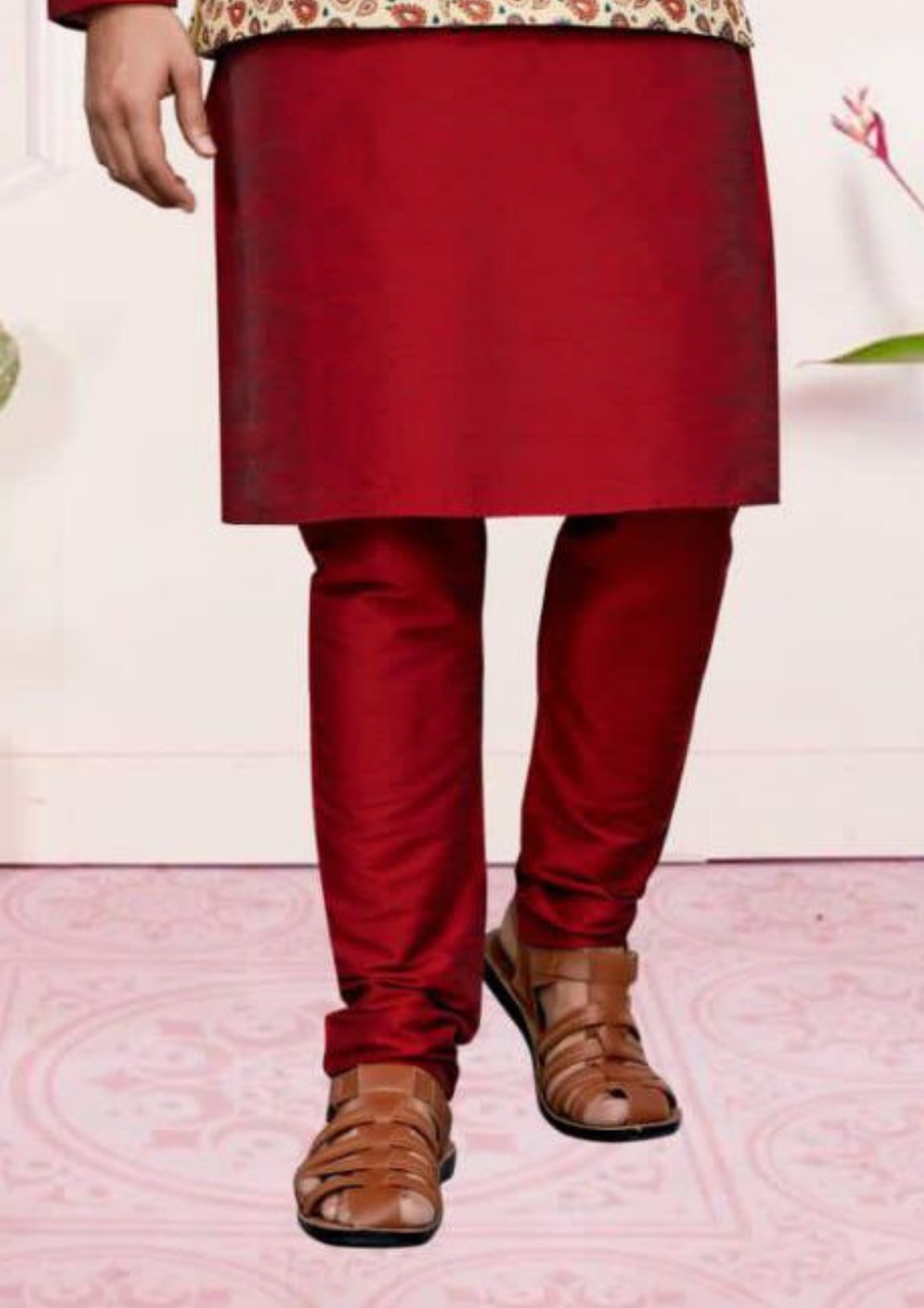 Elegant Maroon Color  Silk Kurta And Pajama With Jacket In Tempe