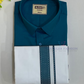 Alluring Peacock Green Colored Shirt And Dhoti Set For Men 