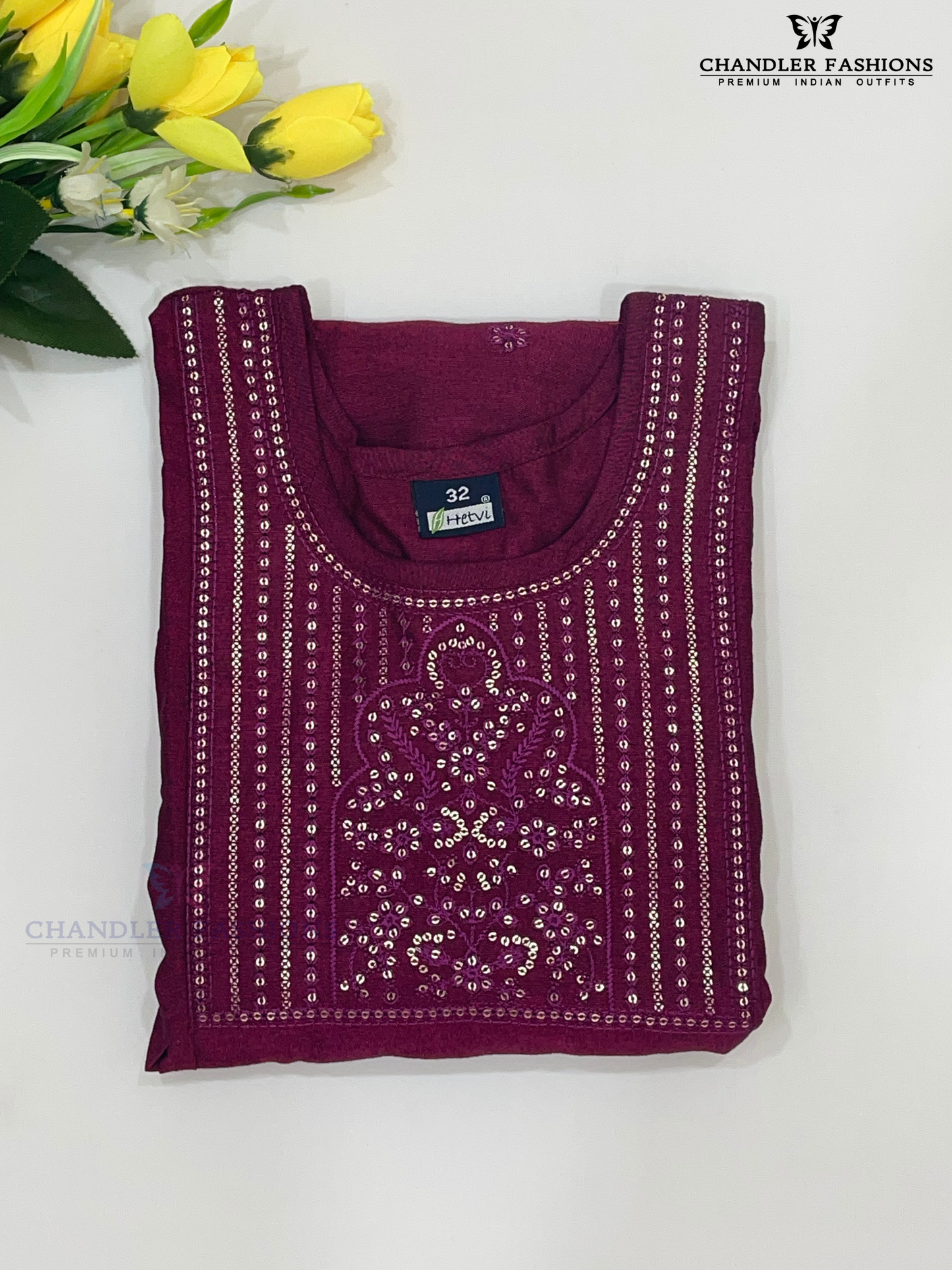Attractive Dark Pink Color Embroidery And Sequins Work Kurti In Tempe