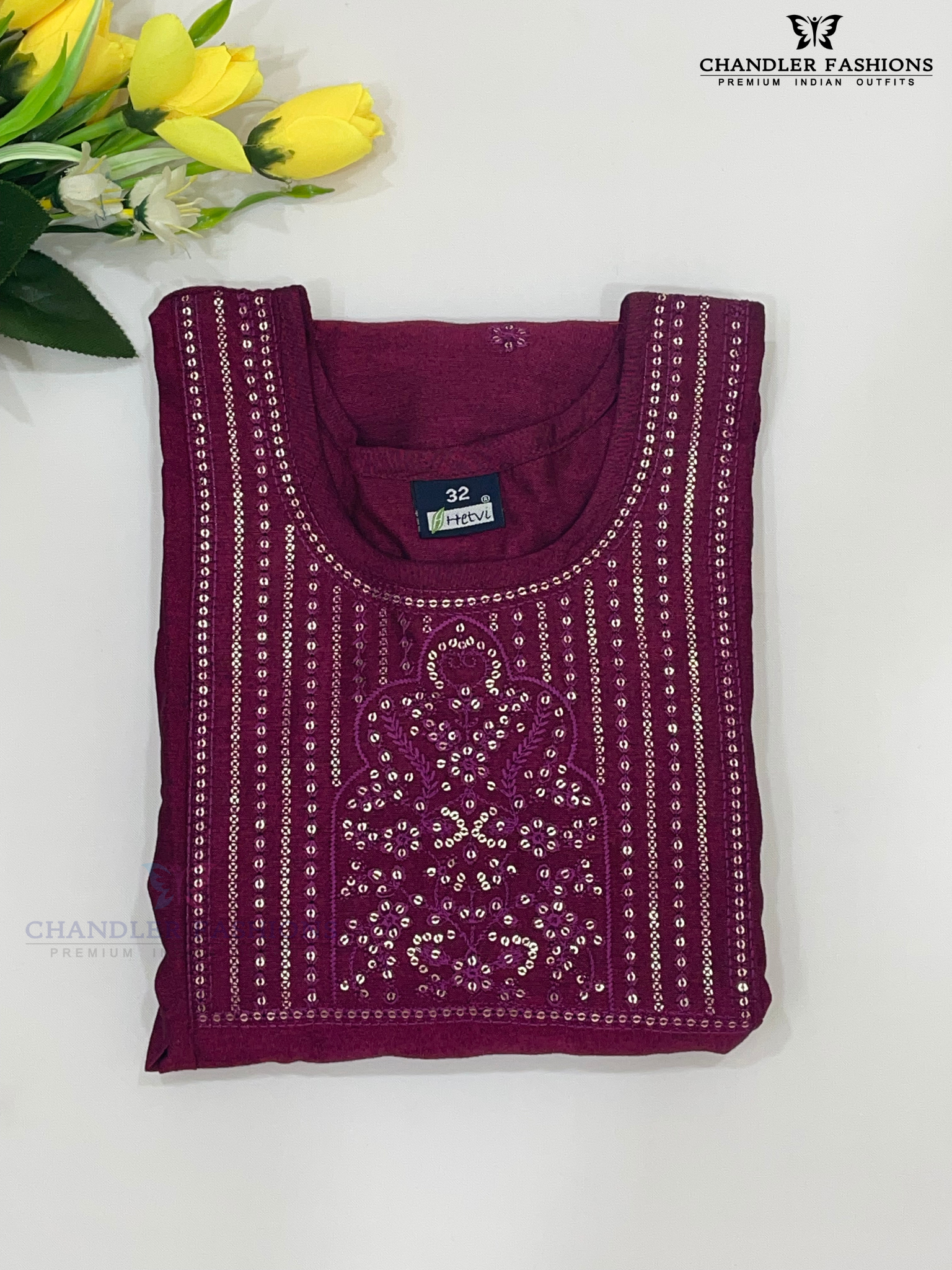 Attractive Dark Pink Color Embroidery And Sequins Work Kurti In Tempe