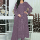 Alluring Light Purple Color Georgette Salwar Suits With Embroidery Dupatta For Women