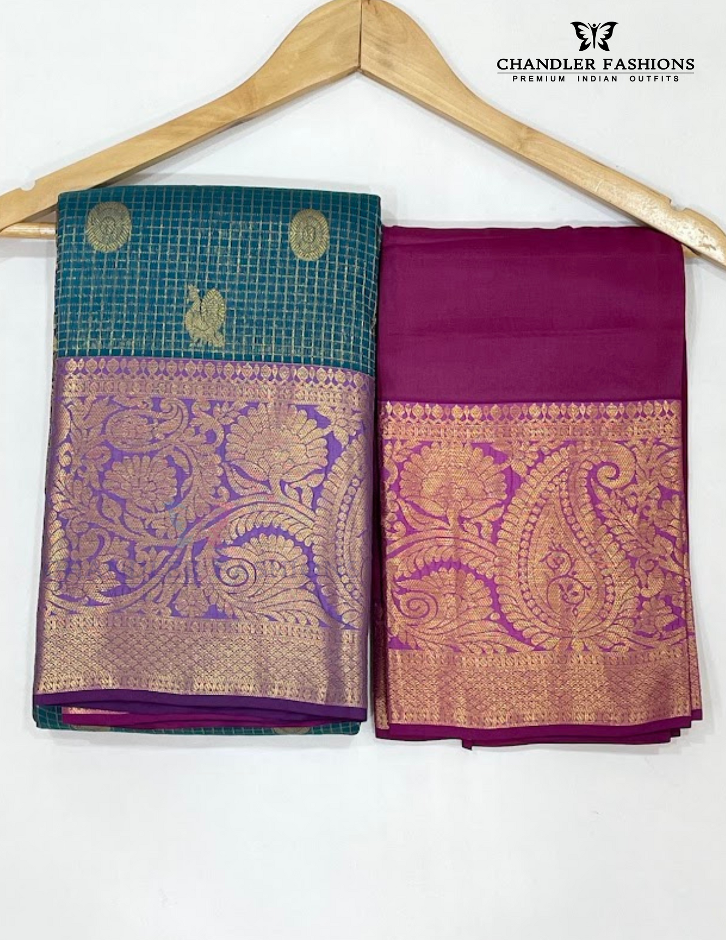 Rama Green Color Pure Kanchi Silk Gold Zari Work Saree In USA