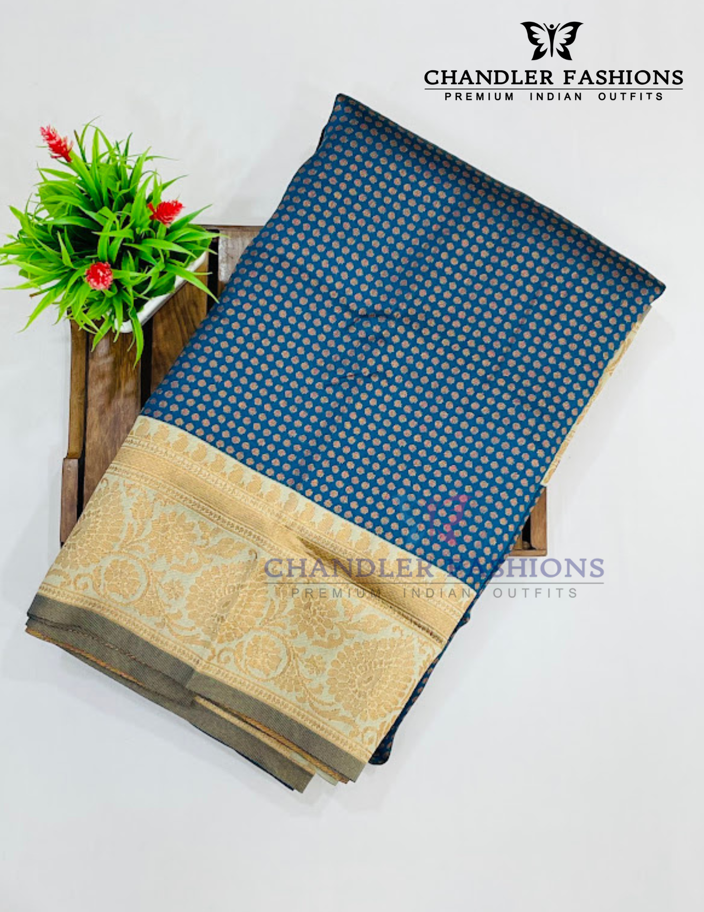 Blue Color Art Silk Saree With Sandal Color Border In Yuma
