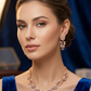 Elegant White Stone Gold Plated Necklace And Earrings Set For Women