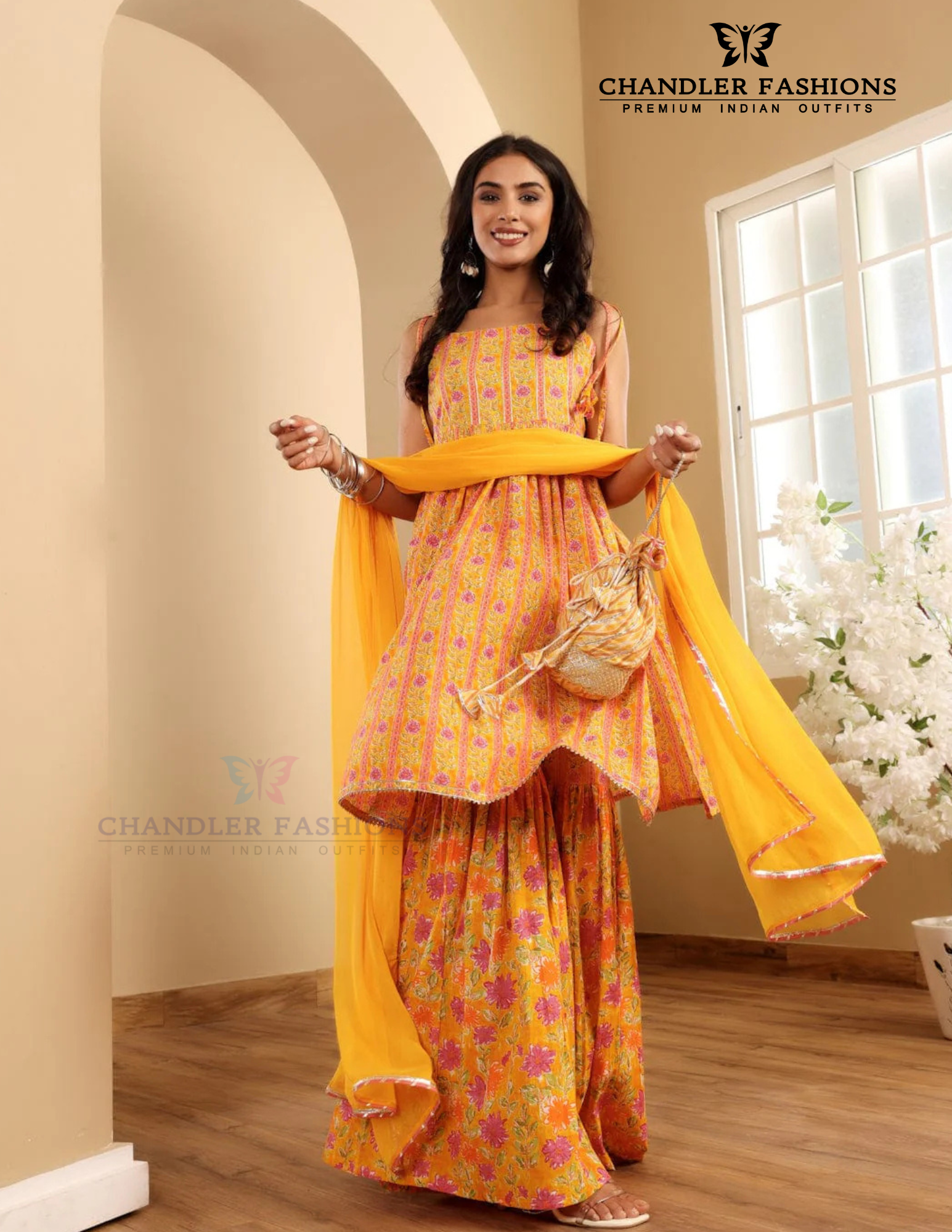 Appealing Yellow Color Cotton Sharara Suits Indian Clothing Near Me
