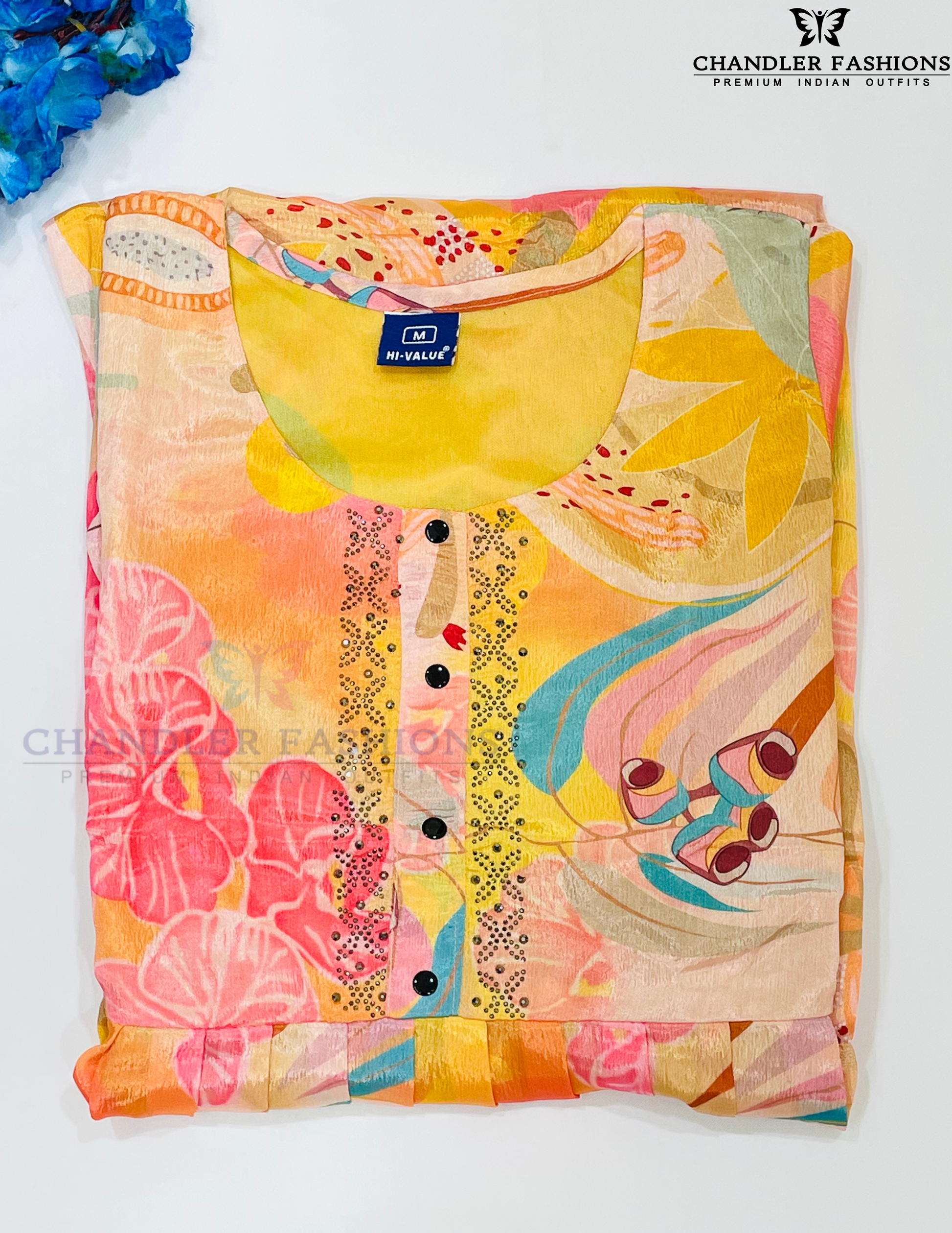 Graceful Multicolor Chiffon Sequins Stone Work Kurti For Women Near Me
