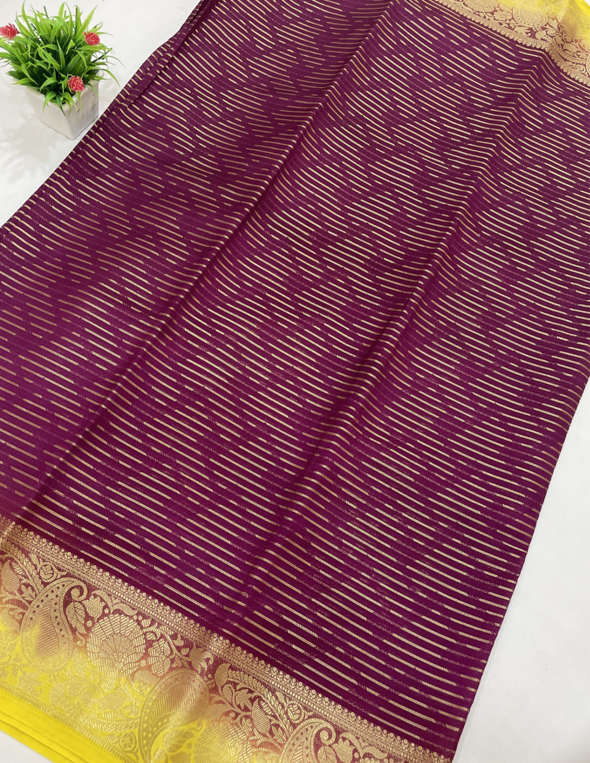 Delightful Magenta Color Georgette Saree With Zari Work In Arizona