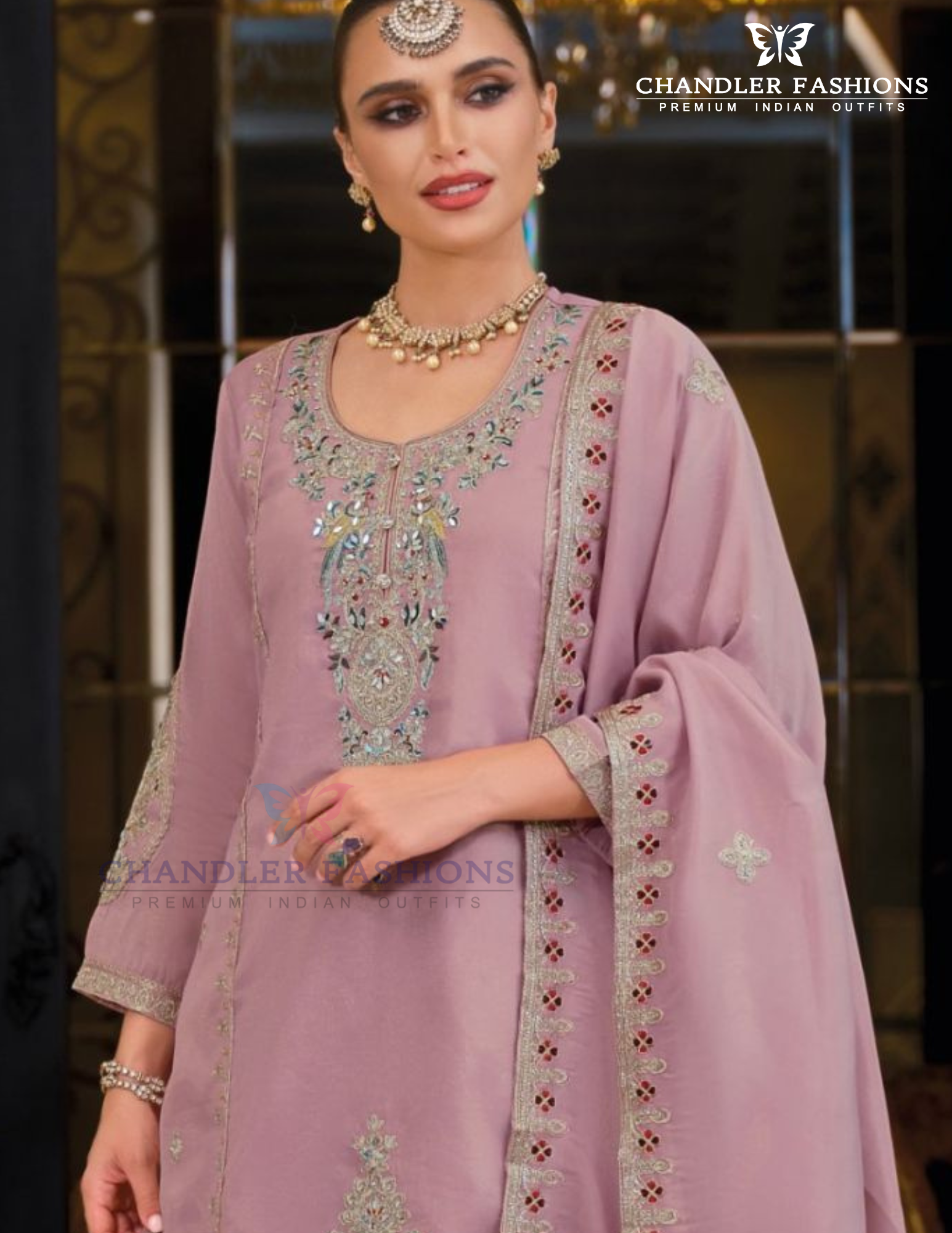 Lavender Color Kurti With Palazzo Suits In USA