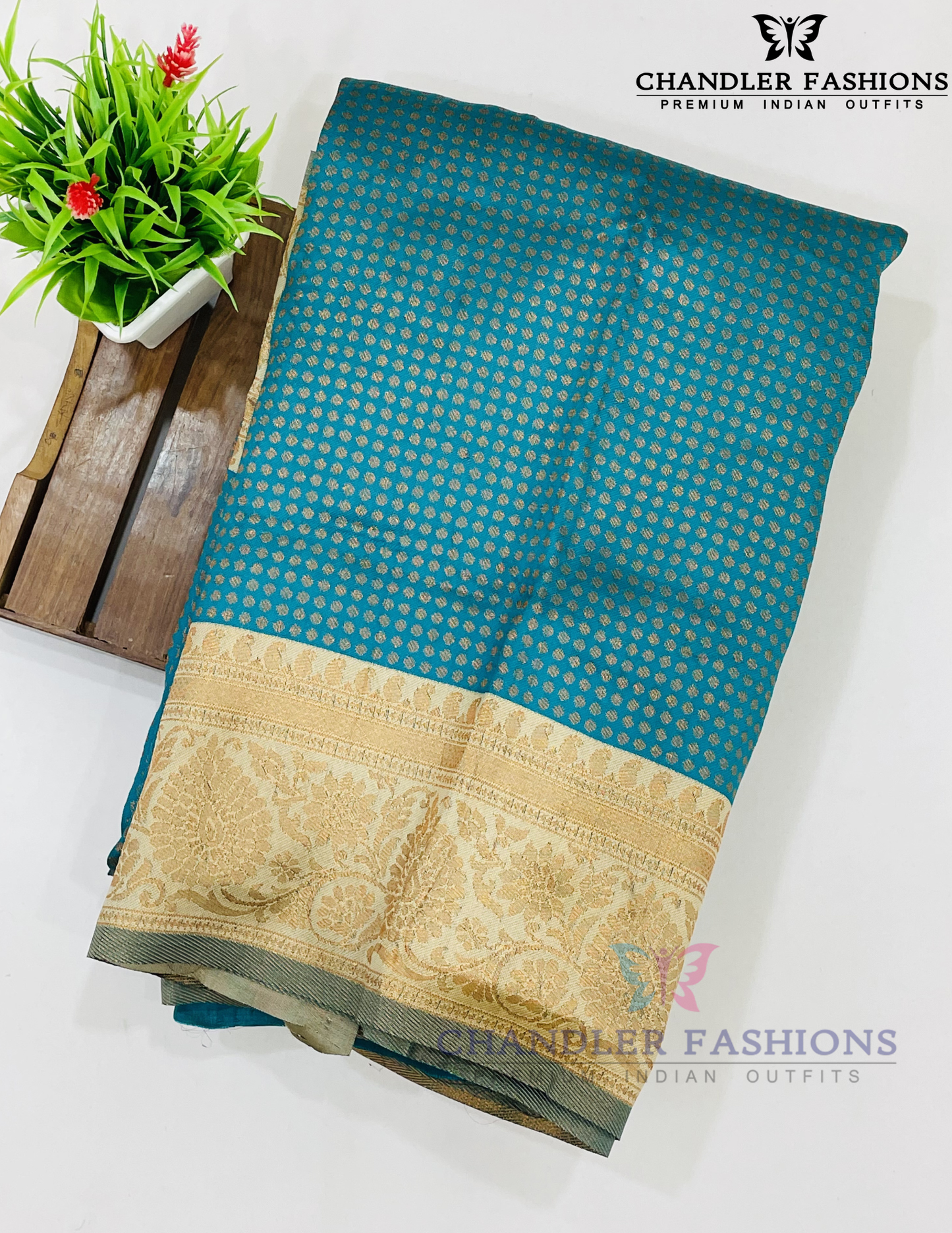  Green Color Art Silk Saree With Golden Zari Work In Chandler