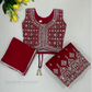 Attractive Red Colored Georgette Choli Sets With Stone Work In Tempe