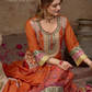 Chinon With Embroidery Work Palazzo Suits In USA